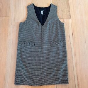 Sag Harbor Woman Black And White Houndstooth Dress V Neck Wool Size 18